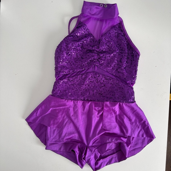 Weissman Tap/Acro Dance Costume. Purple Sequin Biketard. Worn Once med - Picture 2 of 7